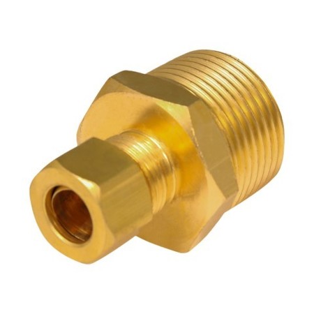 EVERFLOW 3/8" O.D. COMP x 1/2" MIP Reducing Adapter Pipe Fitting, Lead Free Brass C68R-3812-NL